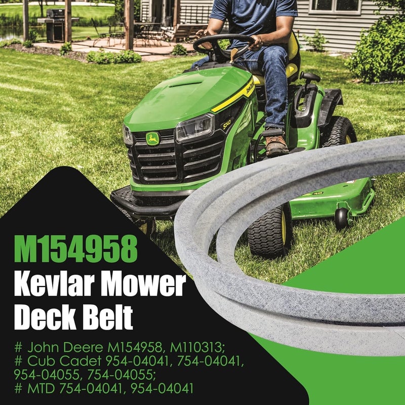 GEATaaT M154958 Kevlar Mower Deck Belt Fit for John Deere GT235 X300 X320 320 345 325 180 245 265 GX345 LX280 GT275 X500 335 48" Deck Replace# M110313 954-04055 754-04055 (0.63" x 111.4") - Image 2